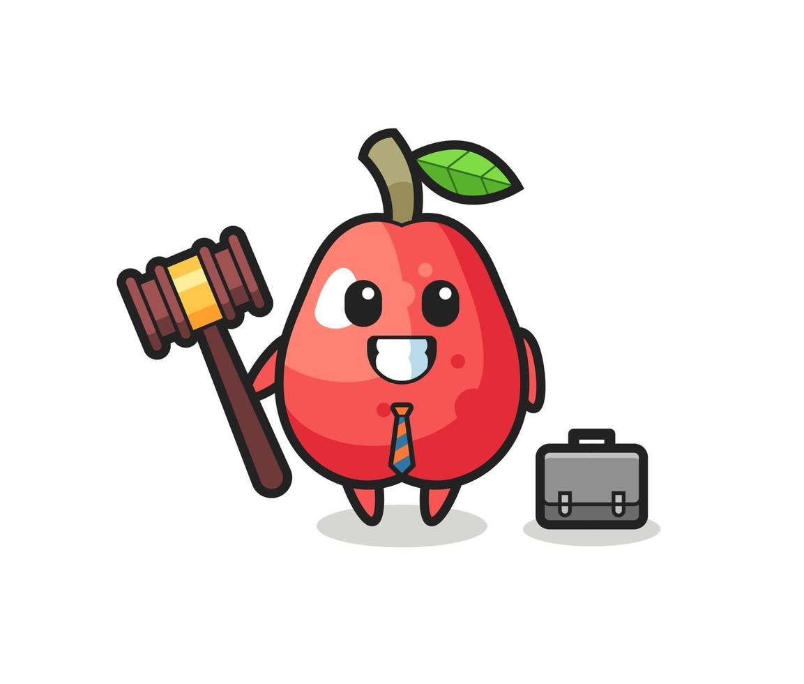 Ilustración de la mascota de la manzana de agua como abogado vector