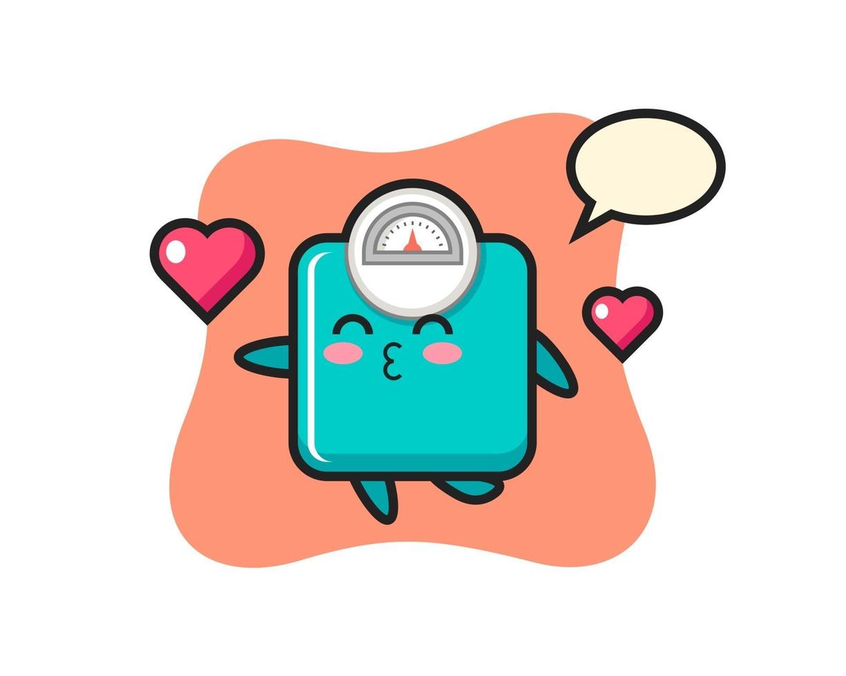 weight scale character cartoon with kissing gesture vector