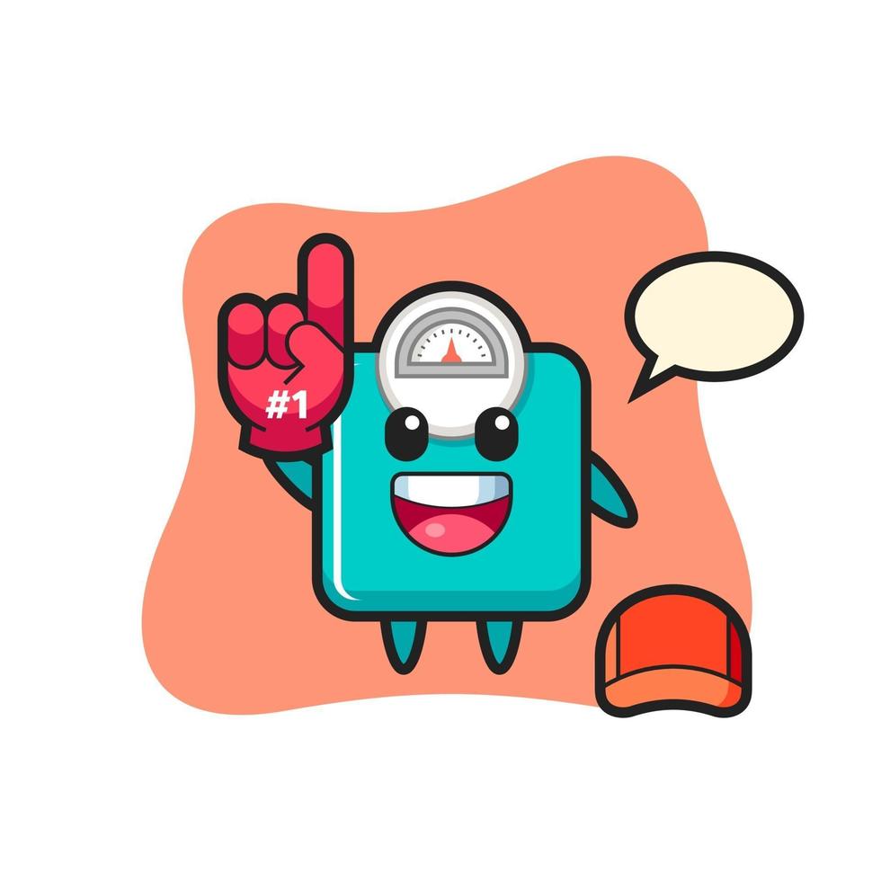 weight scale illustration cartoon with number 1 fans glove vector