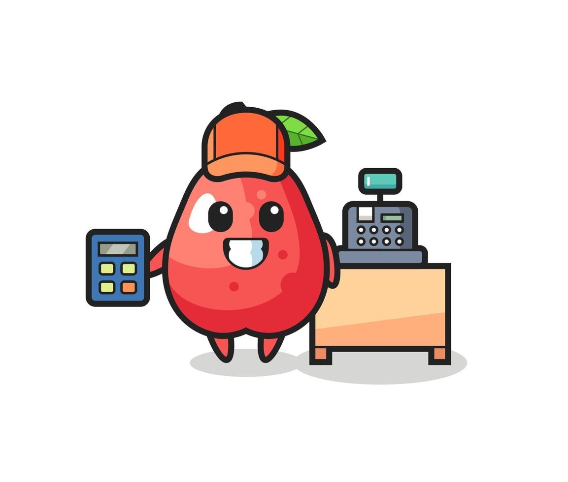 Illustration of water apple character as a cashier vector