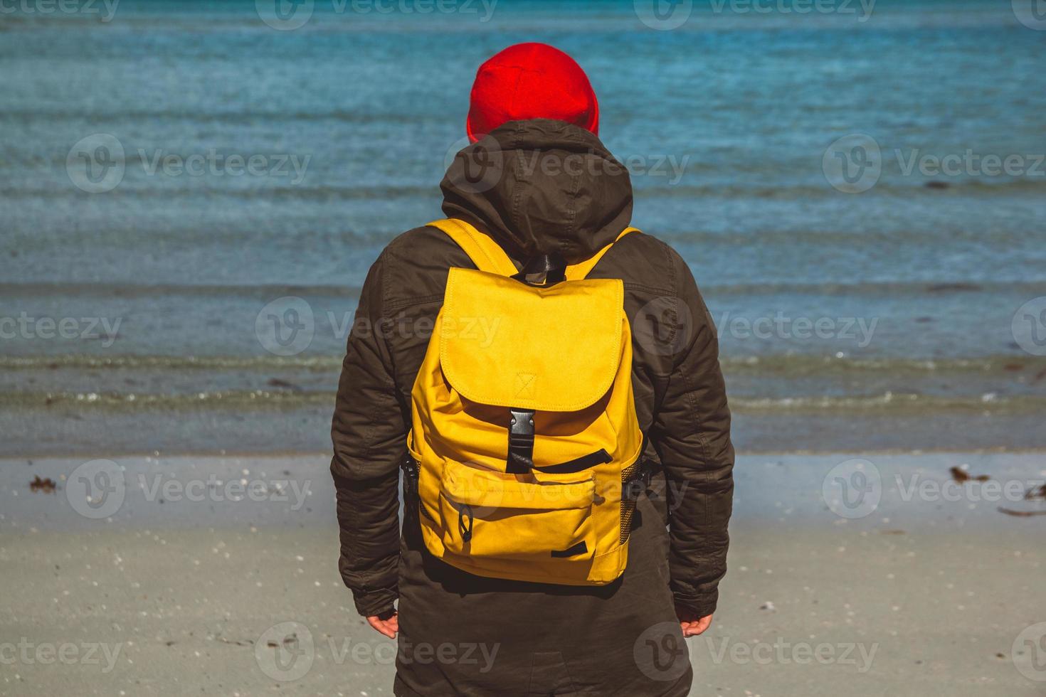 Traveler on the beach photo