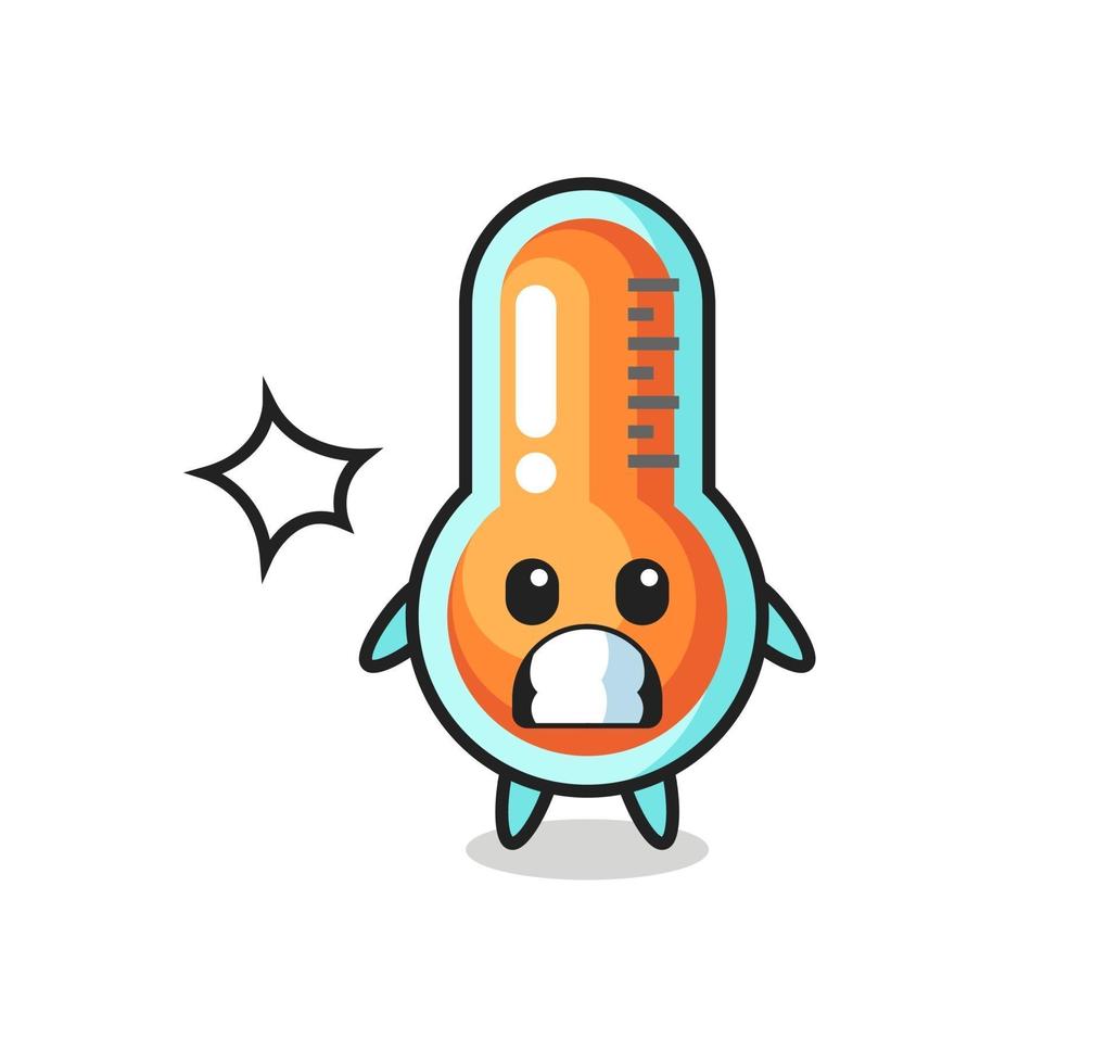 thermometer character cartoon with shocked gesture vector