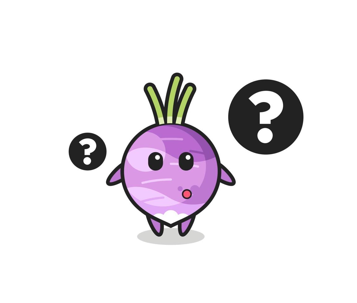 Cartoon Illustration of turnip with the question mark vector