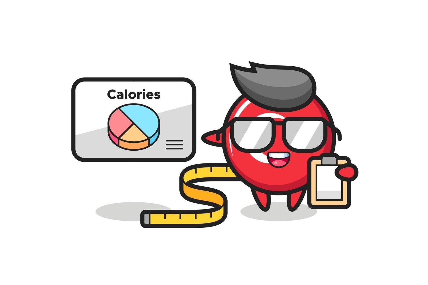 Illustration of turkey flag badge mascot as a dietitian vector