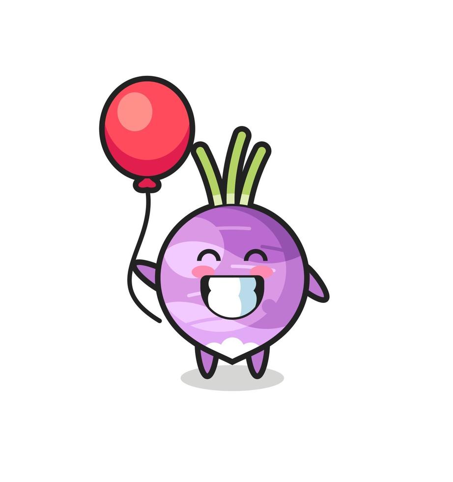 turnip mascot illustration is playing balloon vector
