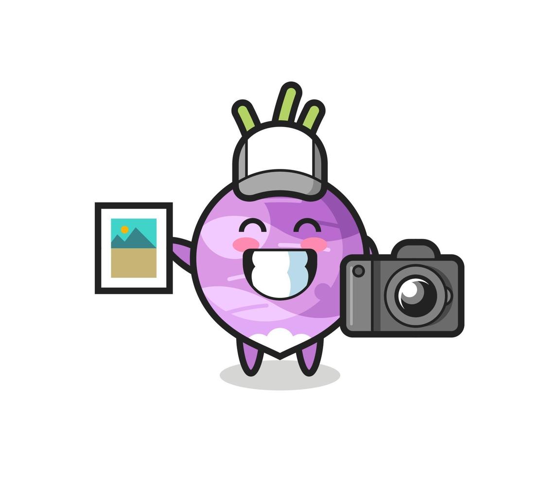 Character Illustration of turnip as a photographer vector