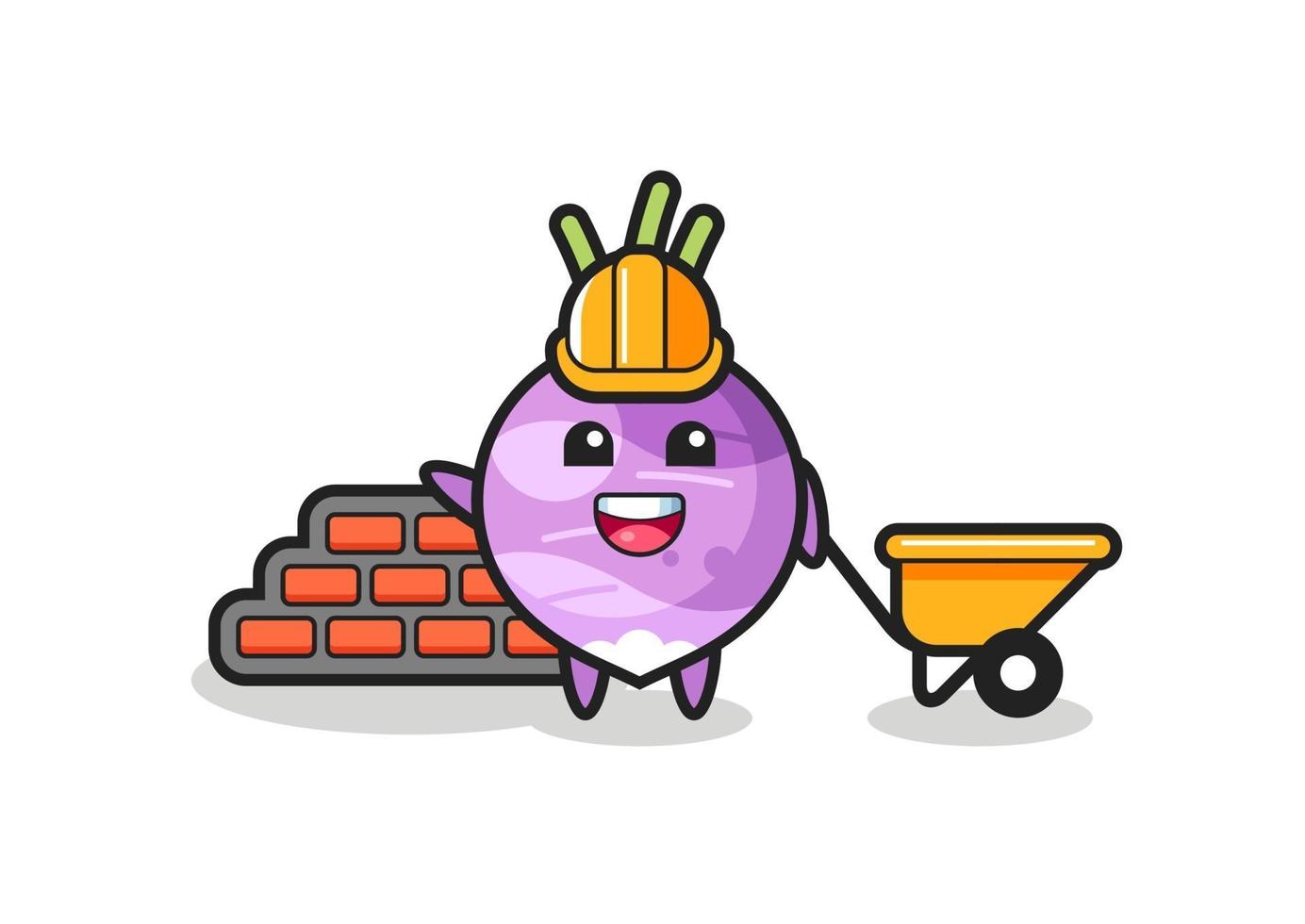 Cartoon character of turnip as a builder vector