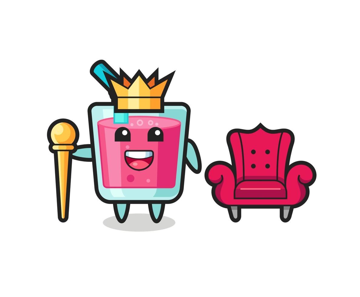 Mascot cartoon of strawberry juice as a king vector