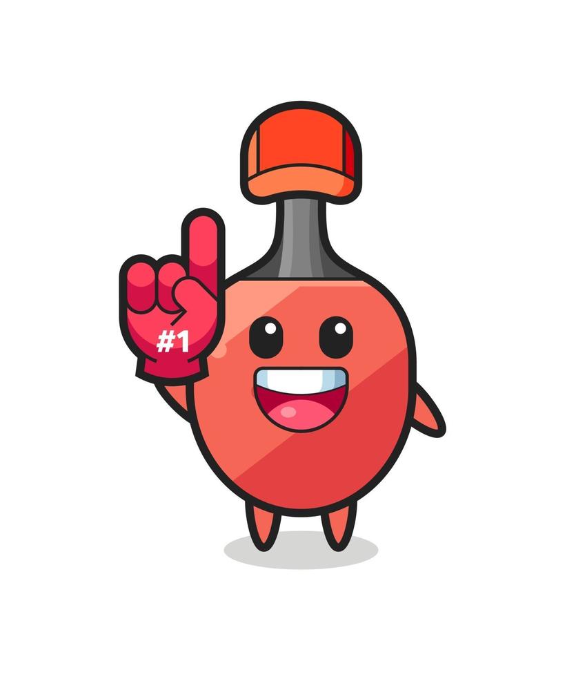 table tennis racket illustration cartoon with number 1 fans glove vector
