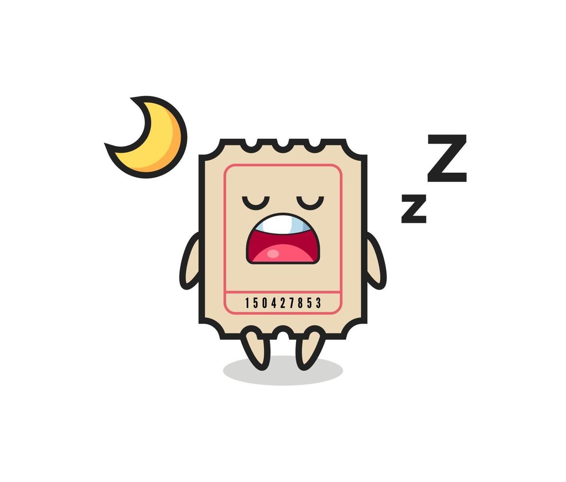 ilustración de personaje de boleto durmiendo por la noche vector