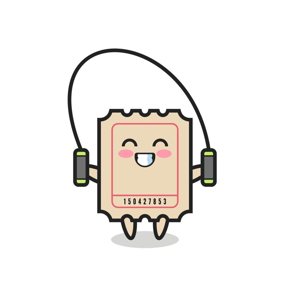 ticket character cartoon with skipping rope vector