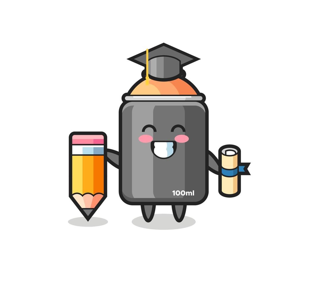 spray paint illustration cartoon is graduation with a giant pencil vector