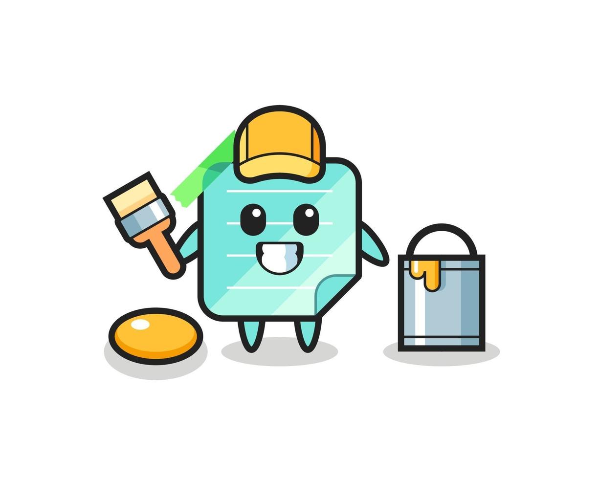 Character Illustration of sticky notes as a painter vector