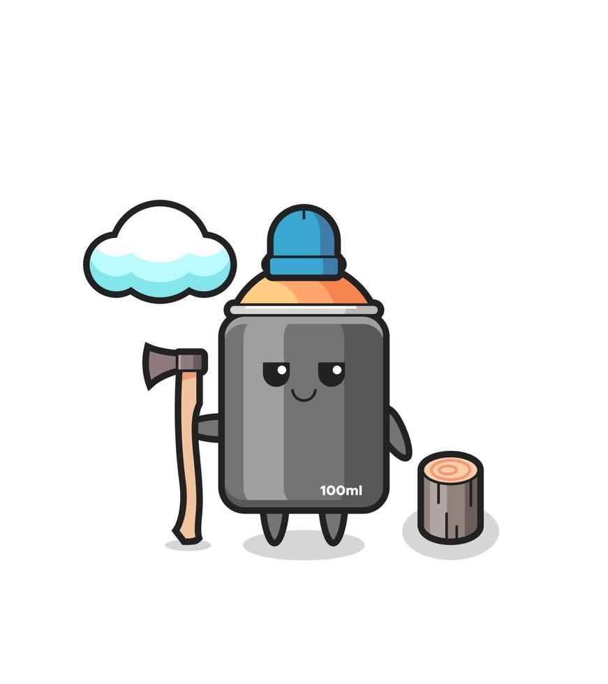 Character cartoon of spray paint as a woodcutter vector