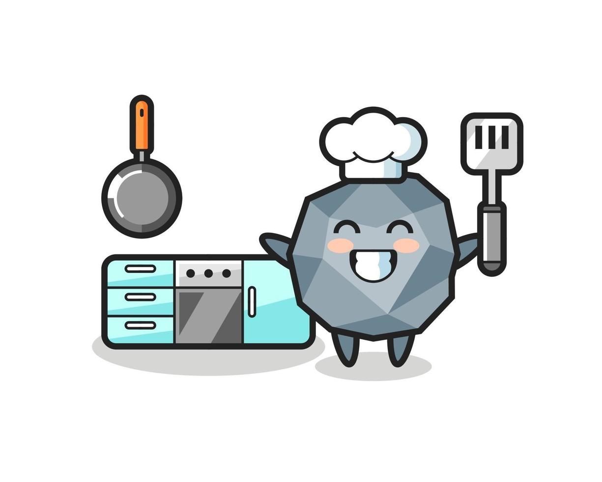 ilustración de personaje de piedra mientras un chef está cocinando vector
