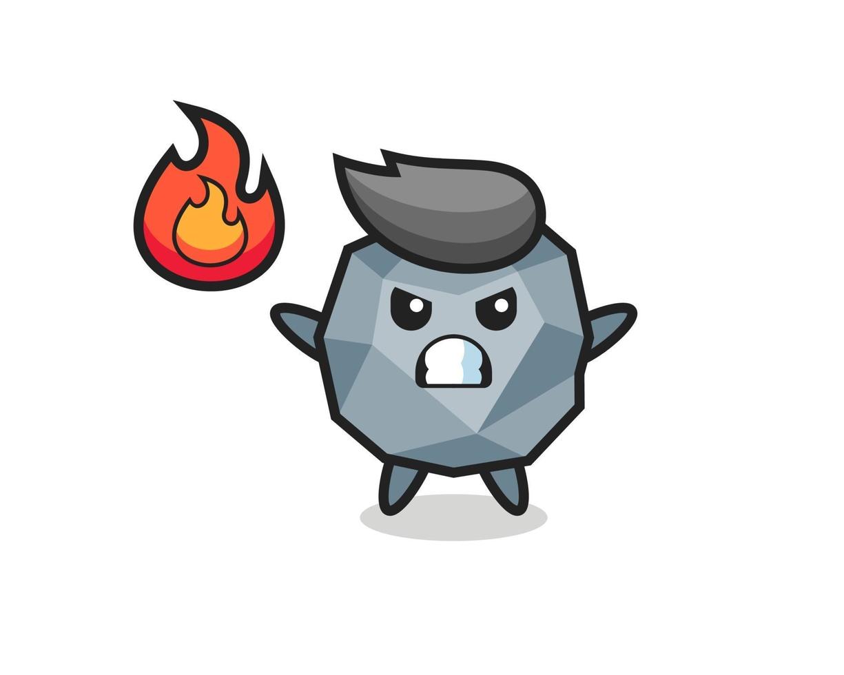 stone character cartoon with angry gesture vector