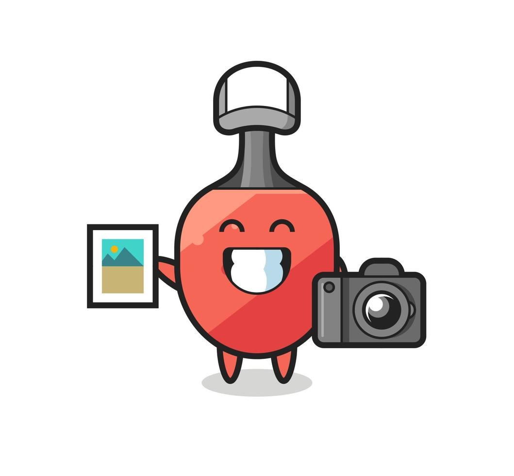 Character Illustration of table tennis racket as a photographer vector