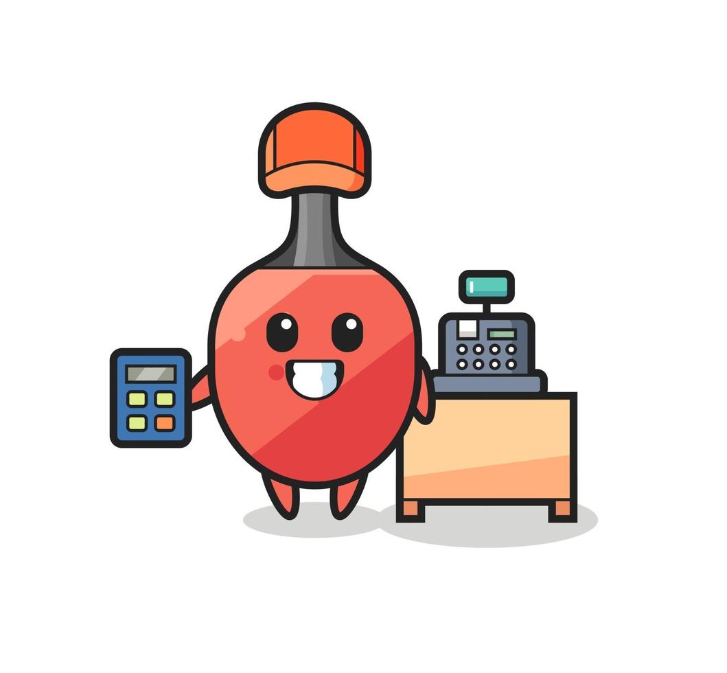 Illustration of table tennis racket character as a cashier vector