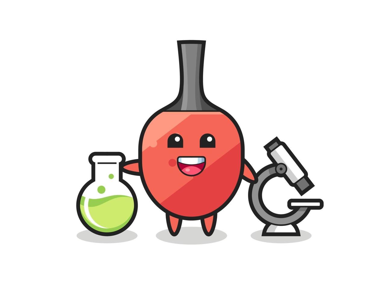 Mascot character of table tennis racket as a scientist vector