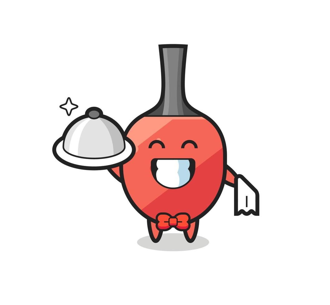 Character mascot of table tennis racket as a waiters vector