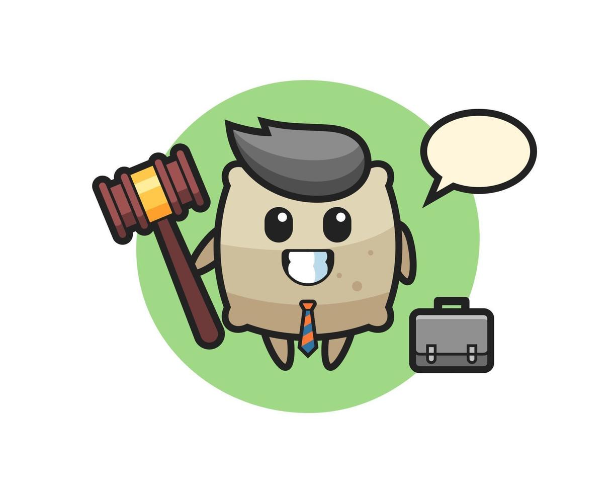 Ilustración de la mascota del saco como abogado. vector