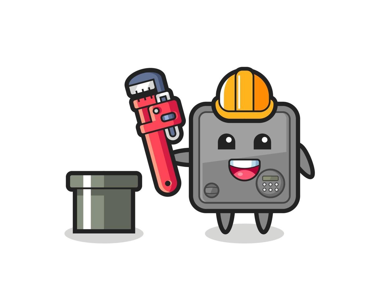 Character Illustration of safe box as a plumber vector