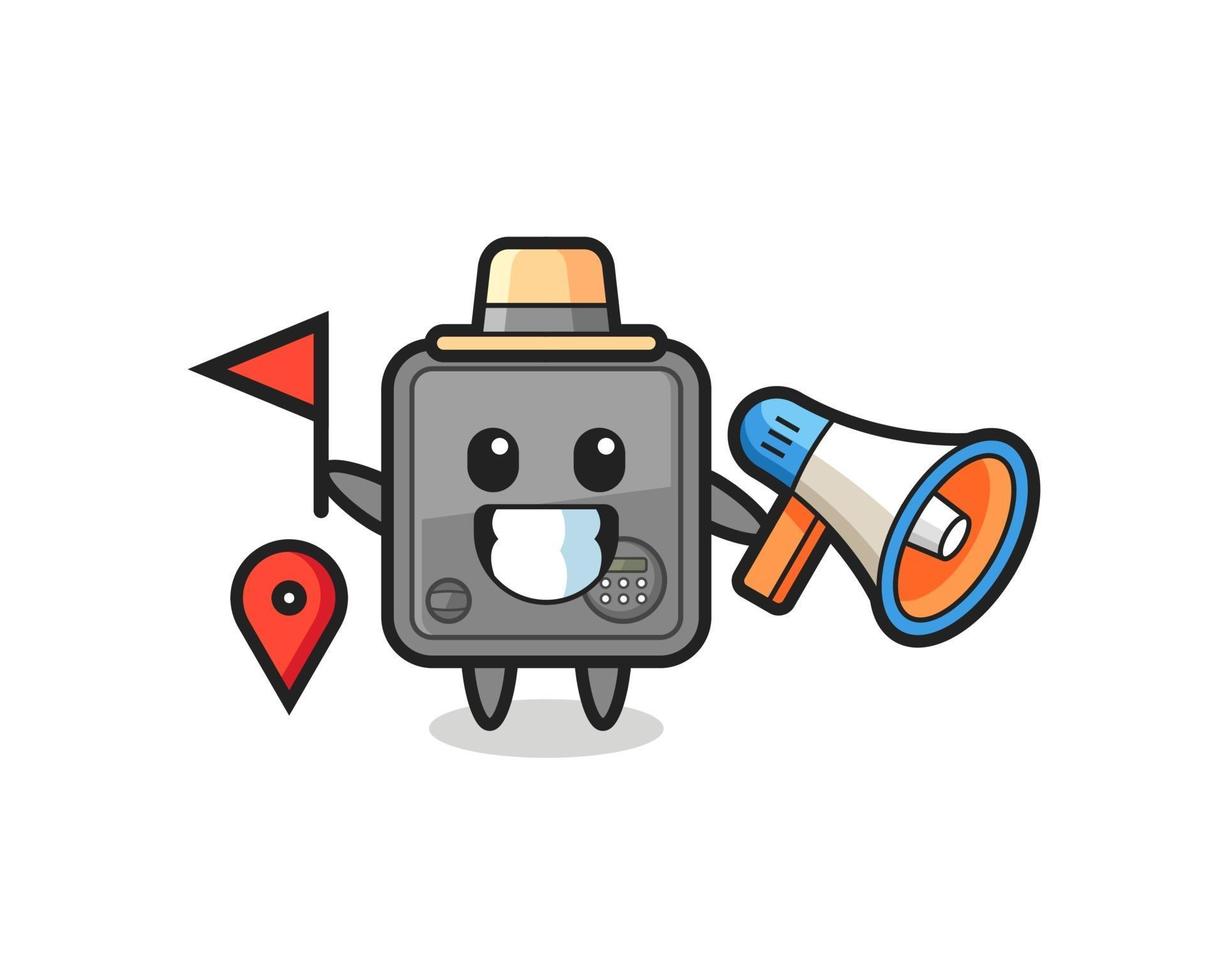 Character cartoon of safe box as a tour guide vector