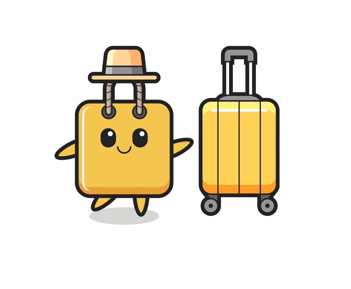 ilustración de dibujos animados de bolsa de compras con equipaje de vacaciones vector