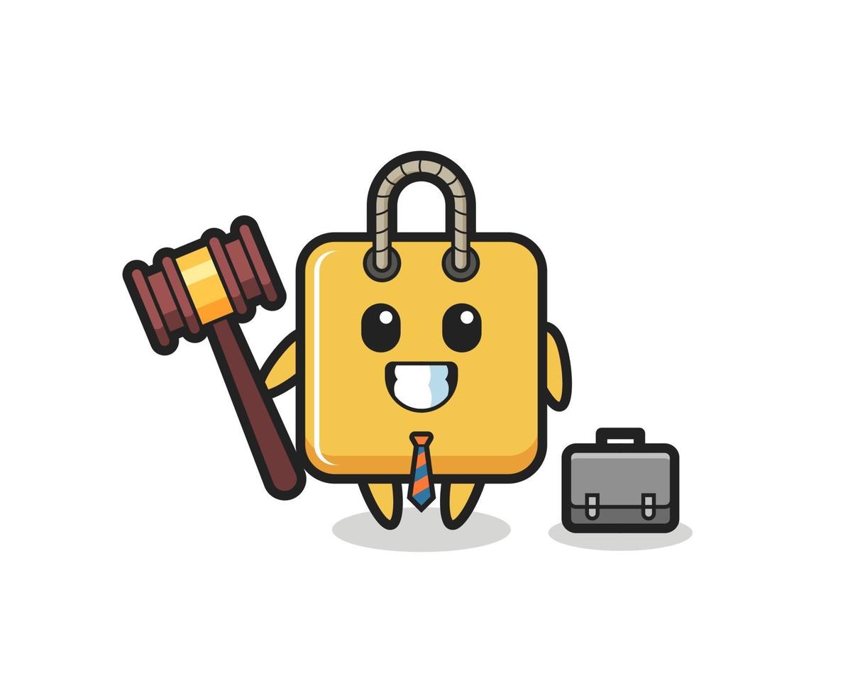 Illustration of shopping bag mascot as a lawyer vector