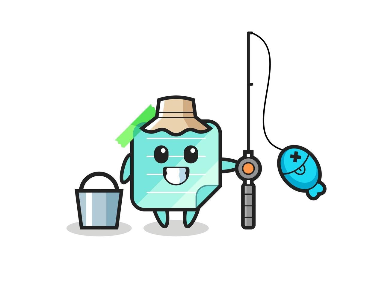 Mascot character of sticky notes as a fisherman vector