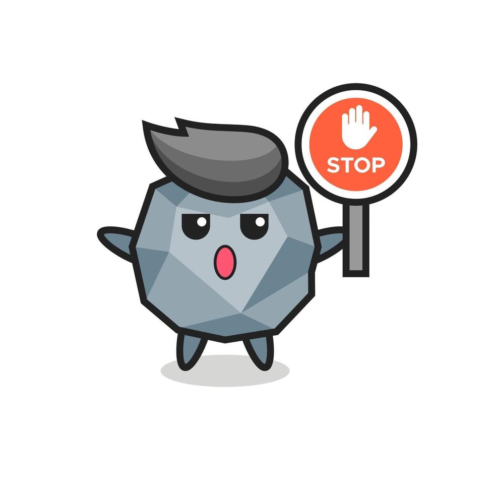 ilustración de personaje de piedra con una señal de stop vector