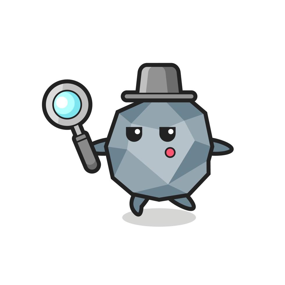 stone cartoon character searching with a magnifying glass vector