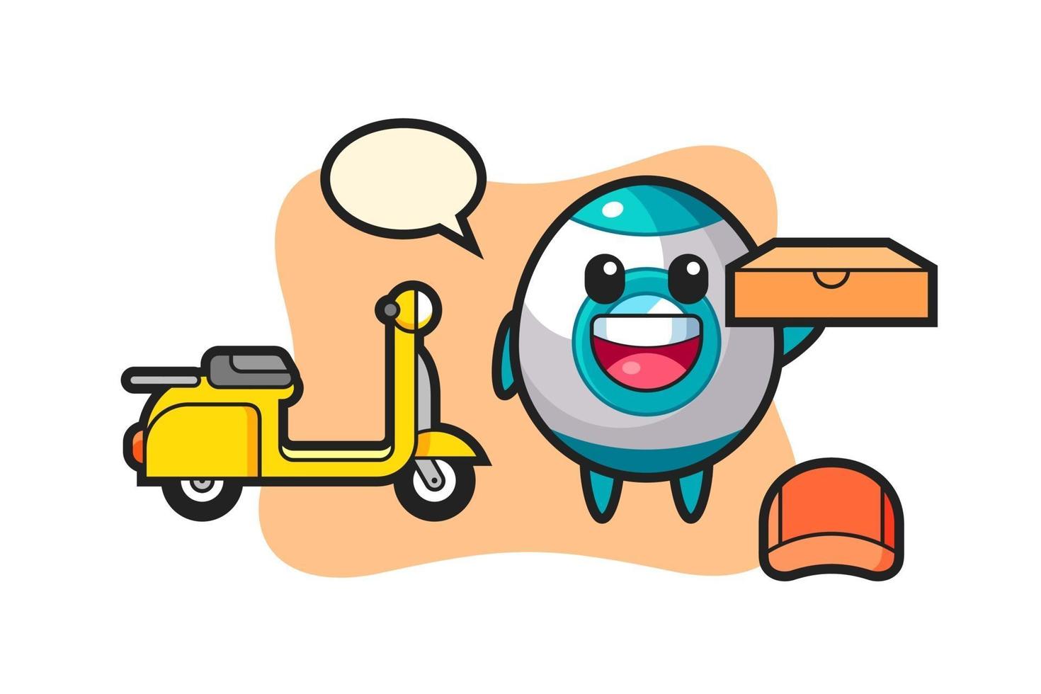 Character Illustration of rocket as a pizza deliveryman vector