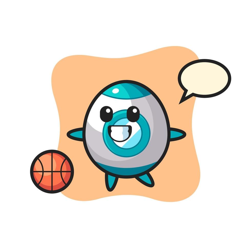Illustration of rocket cartoon is playing basketball vector