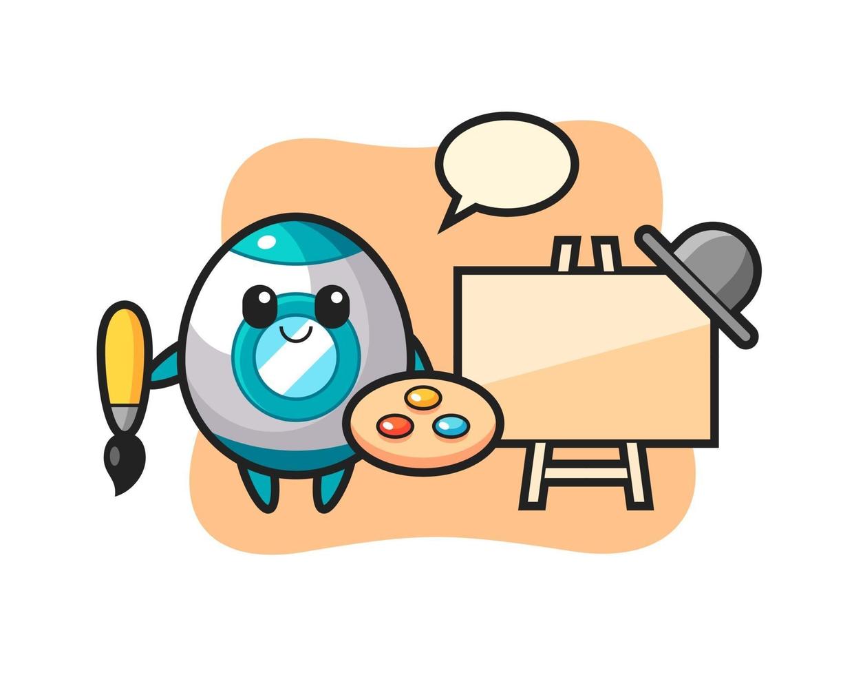 Illustration of rocket mascot as a painter vector