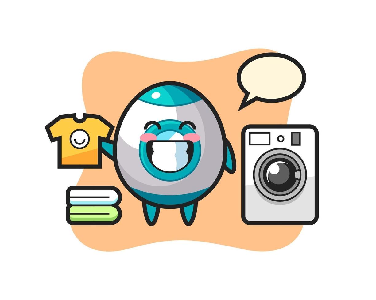 Mascot cartoon of rocket with washing machine vector