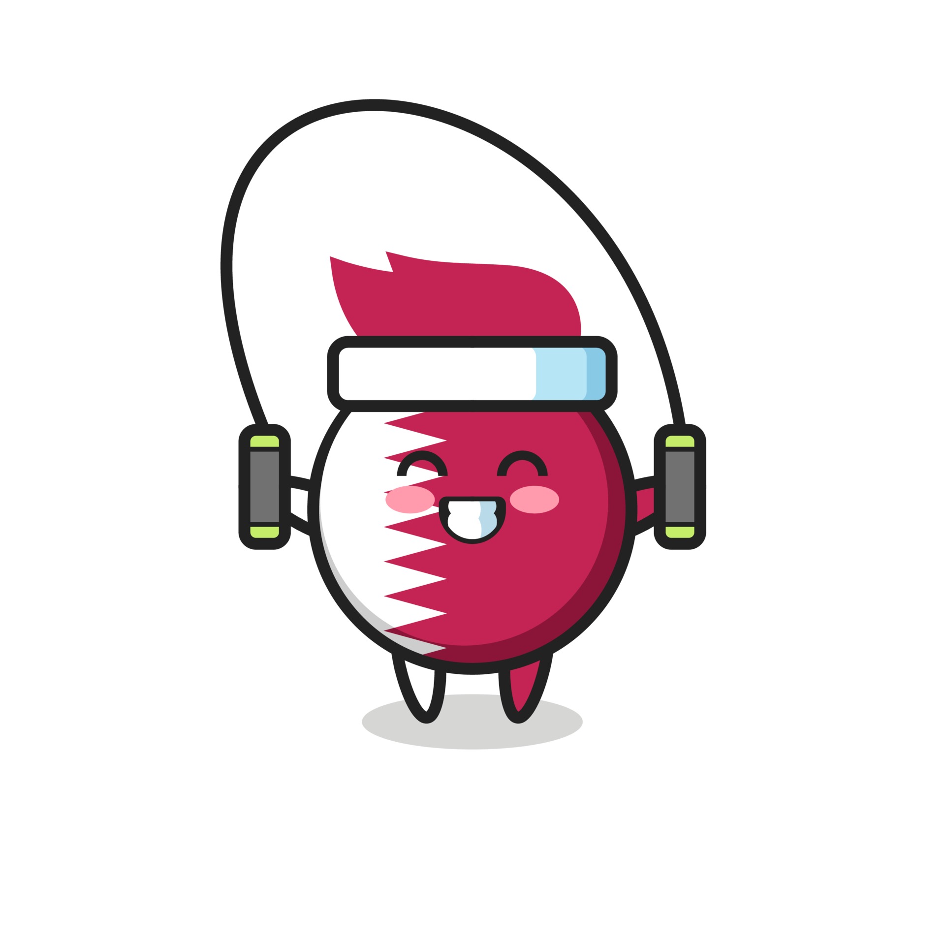 qatar flag badge character cartoon with skipping rope 3290716 Vector