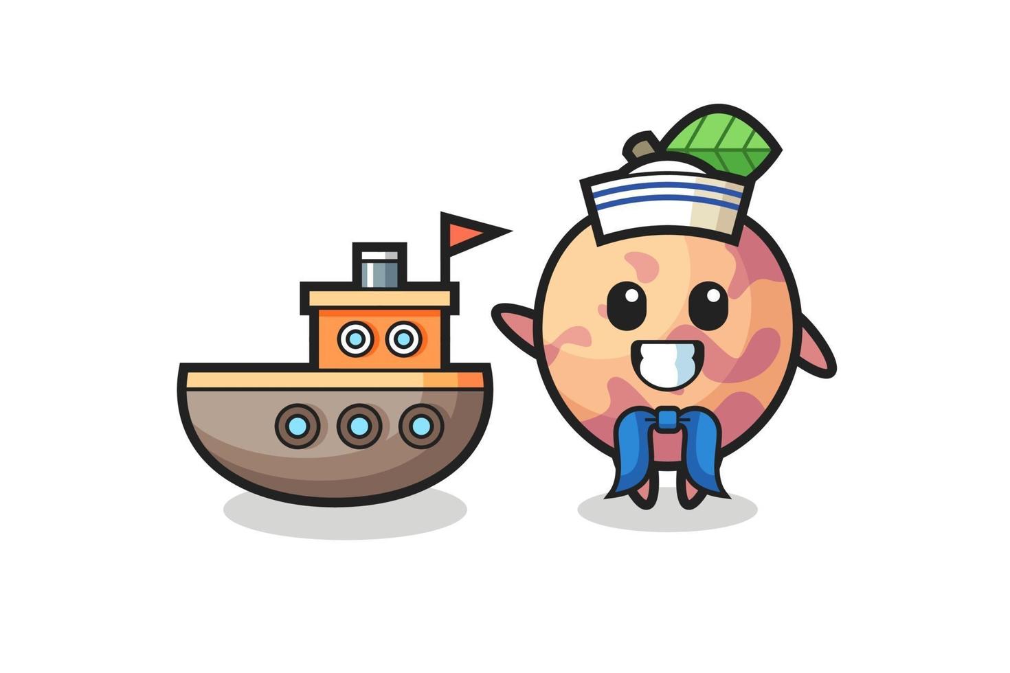 Character mascot of pluot fruit as a sailor man vector