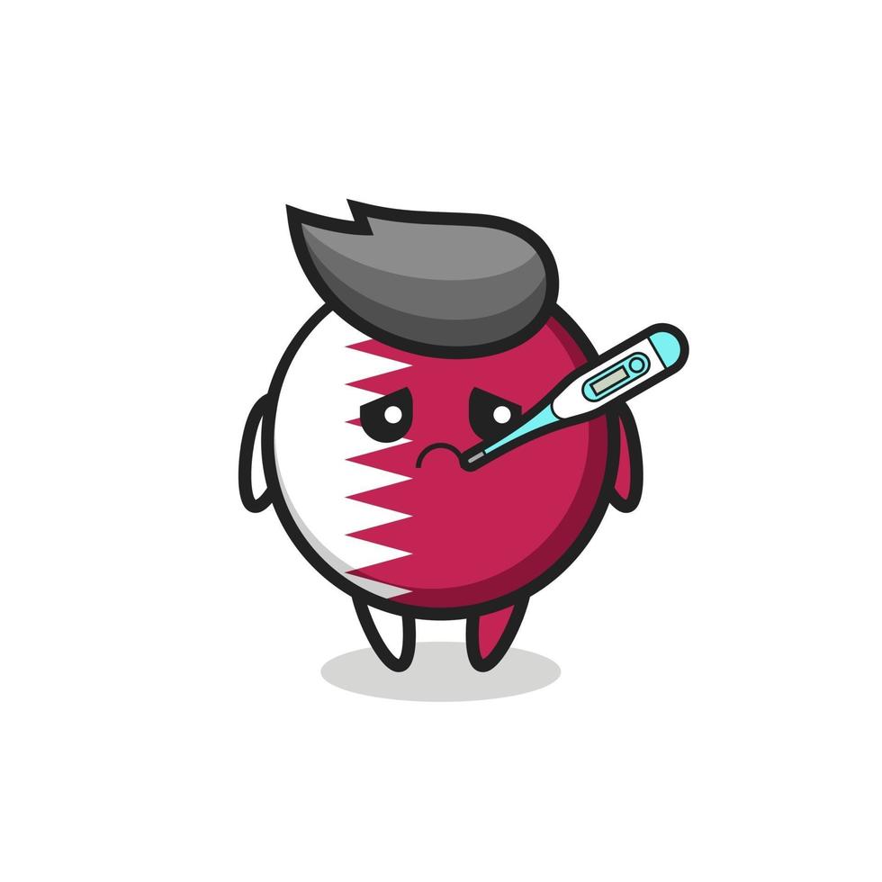 qatar flag badge mascot character with fever condition vector