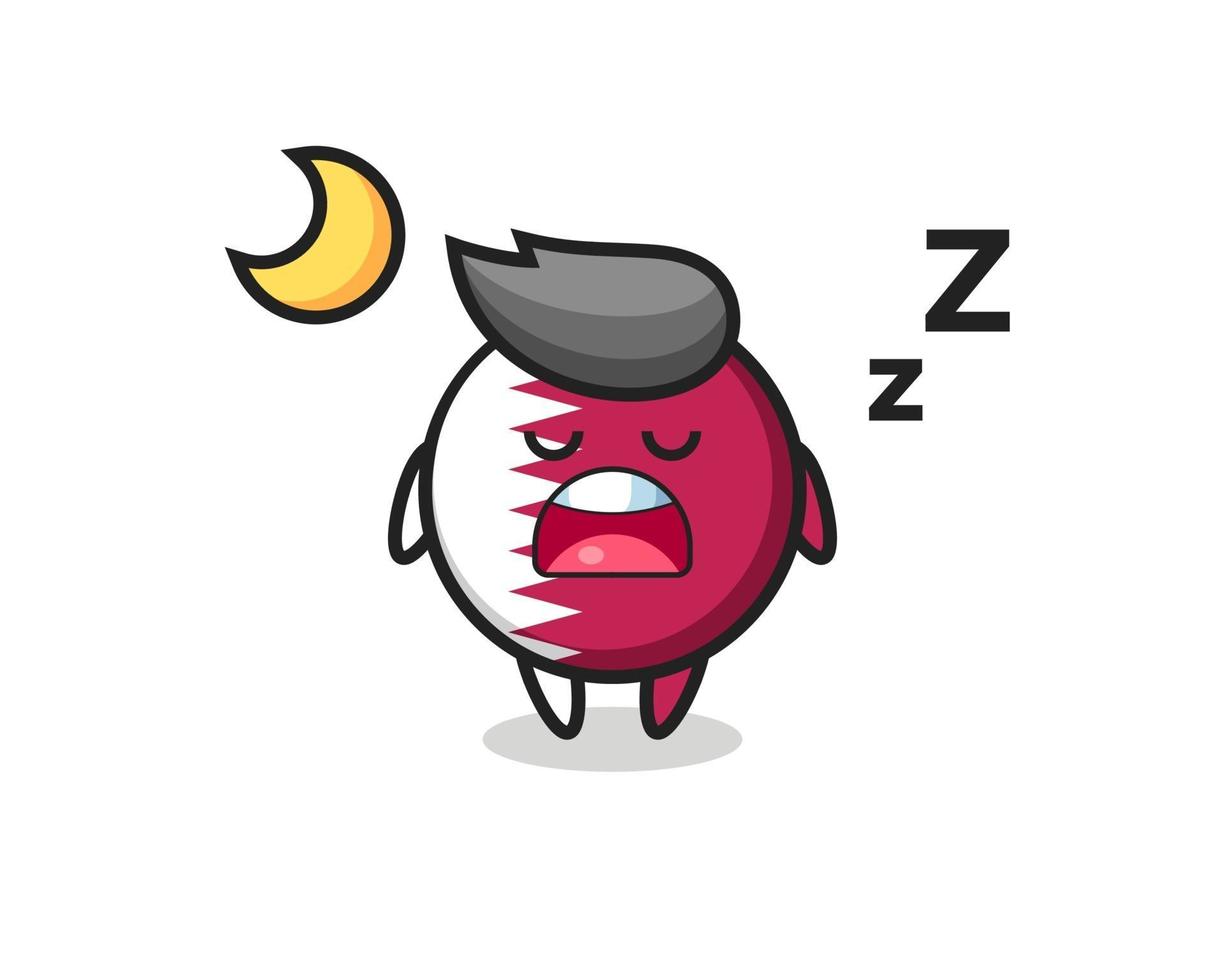 qatar flag badge character illustration sleeping at night vector