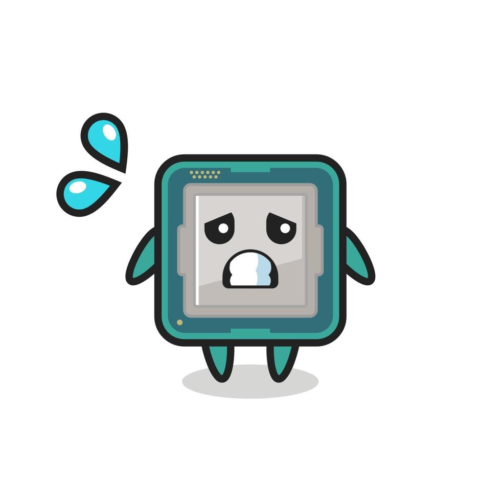 processor mascot character with afraid gesture vector