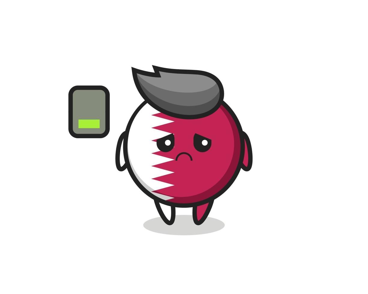qatar flag badge mascot character doing a tired gesture vector