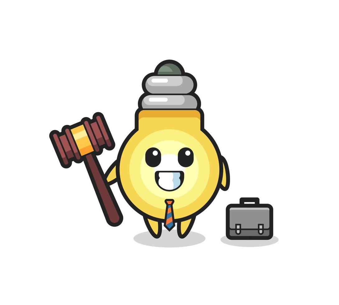 Illustration of light bulb mascot as a lawyer vector