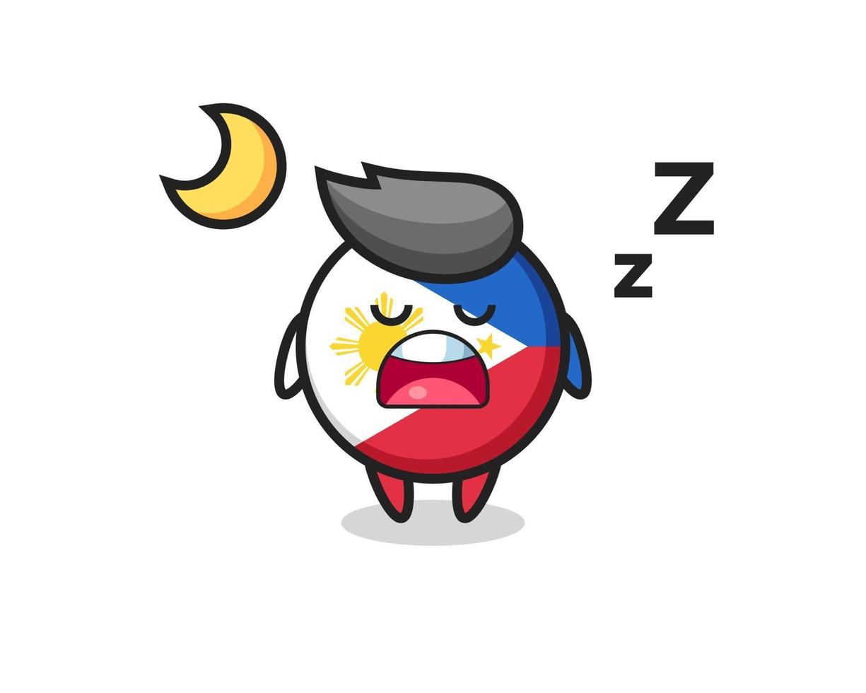 philippines flag badge character illustration sleeping at night vector