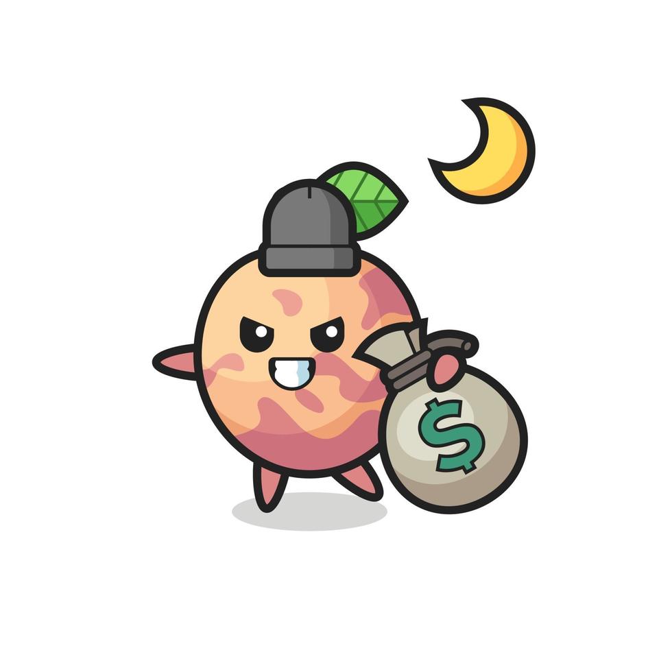 Illustration of pluot fruit cartoon is stolen the money vector