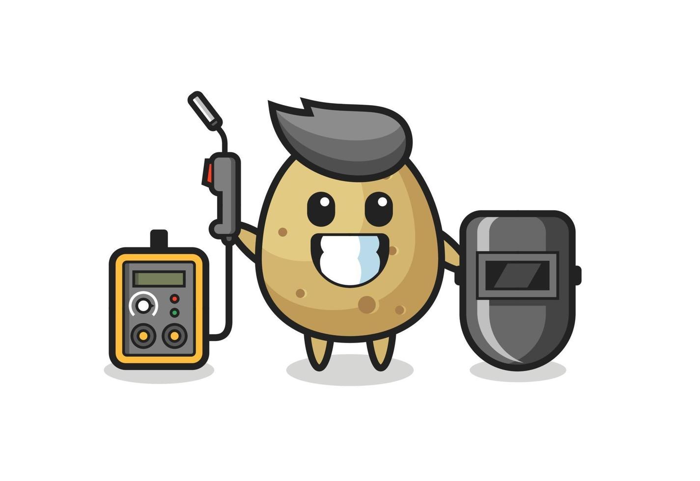 Character mascot of potato as a welder vector