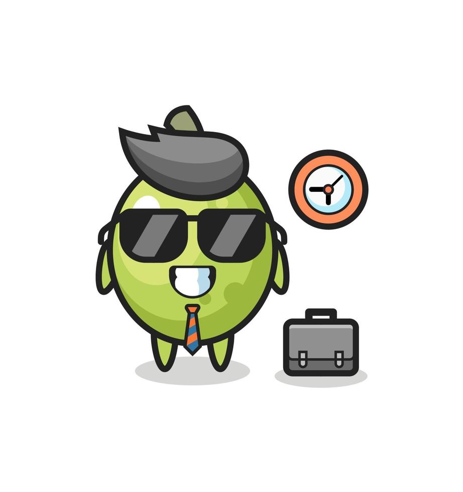 Cartoon mascot of olive as a businessman vector