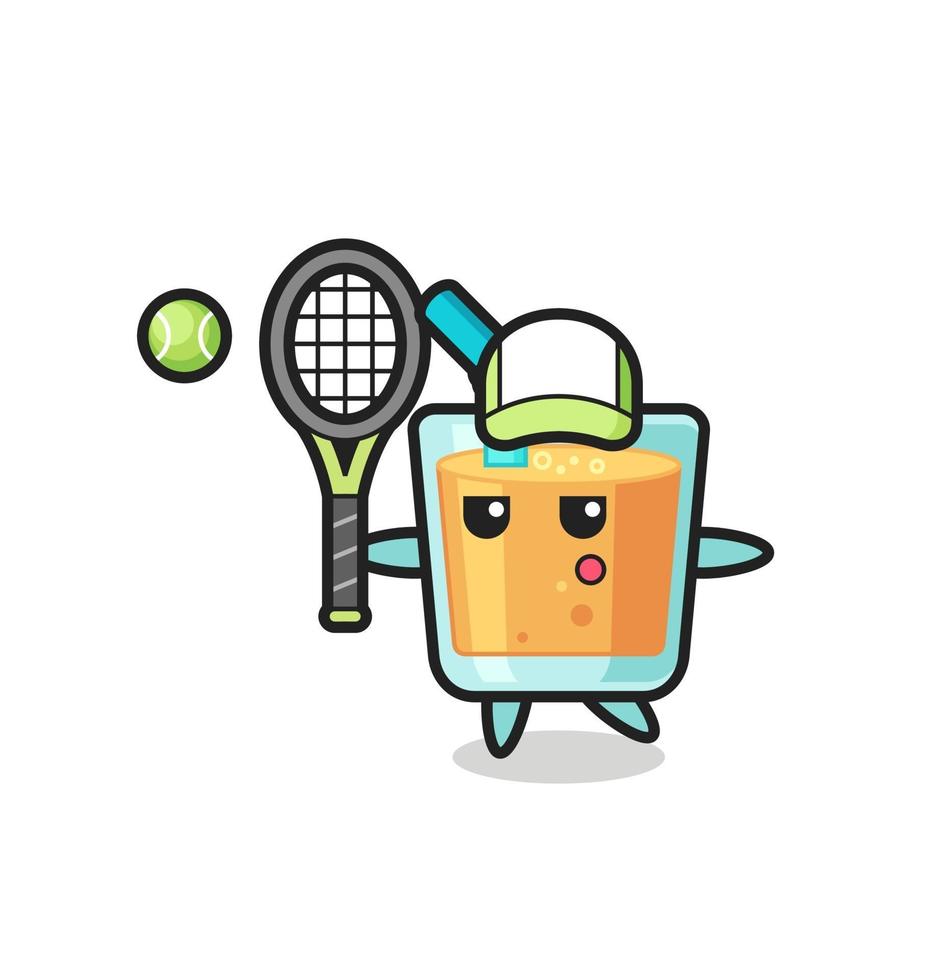 Cartoon character of orange juice as a tennis player vector