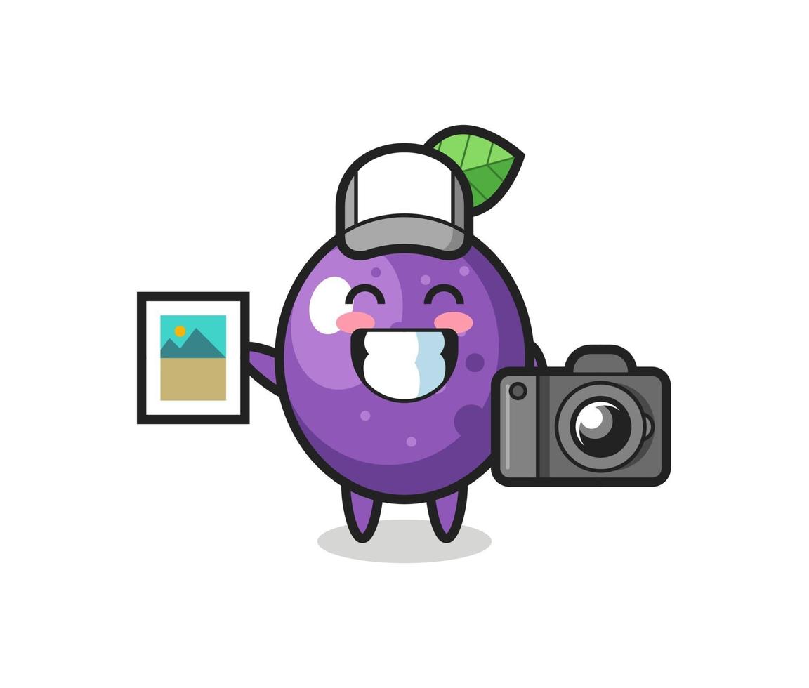 Character Illustration of passion fruit as a photographer vector