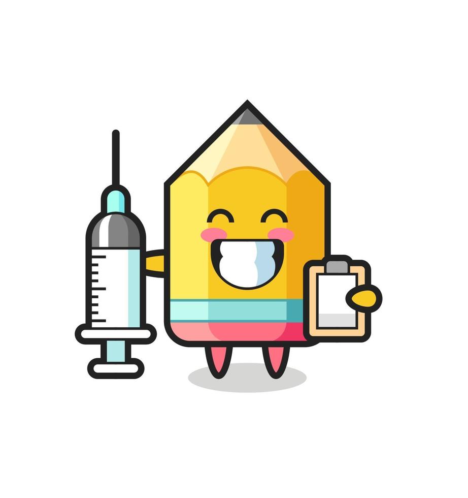 Mascot Illustration of pencil as a doctor vector